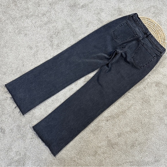 Abercrombie & Fitch Women’s The Baggy Low Rise Jeans Raw Hem in Black 25/0R - Picture 6 of 16